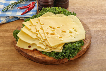 Sliced maasdam cheese for breakfast