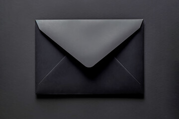 Black envelope on dark background, blackmail concept, generative ai - obrazy, fototapety, plakaty