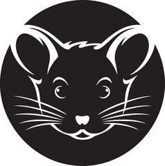 Nocturnal Nibbler Black Outlined Mouse ArtGlossy Onyx Rat Vector Illustration