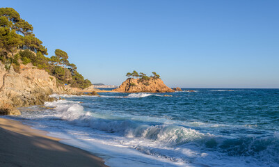 European Mediterranean coast, beach Platja de Belladona near de Platja d'Aro, Catalonia, Gerona, Barcelona, Spain, Europe