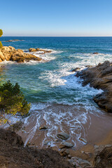 European Mediterranean coast, beach Platja de Belladona near de Platja d'Aro, Catalonia, Gerona, Barcelona, Spain, Europe