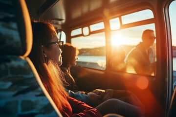 Fototapeta premium view from the car against the backdrop of the sea. generative ai