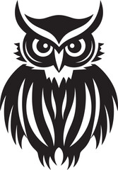 Enigmatic Nightfall Owl in Black ArtMysterious Nocturne Owl Silhouette