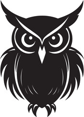 Moonlit Perch Owl in Black VectorStealth Sentinel Shadowed Owl Illustration