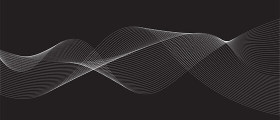 black and white wavy stripes background. Vector illustration