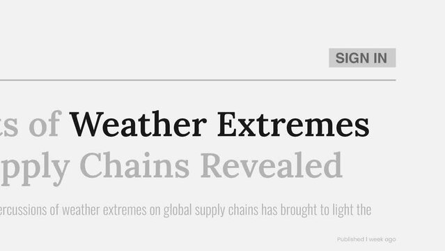 Term 'Weather extremes' highlighted on FAKE headlines news publications. Titles on white background. Can be used for editorial AND non editorial content as everything is 100% fake