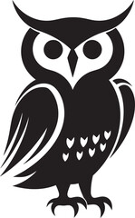 Hunter of the Night Black and White Owl IllustrationSilent Predator Black Owl Vector Design Icon