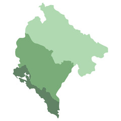 Montenegro map. Map of Montenegro  three mains regions
