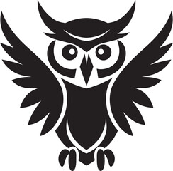 Whispering Majesty Dark Owl DesignEthereal Nightfall Vector Owl in Black