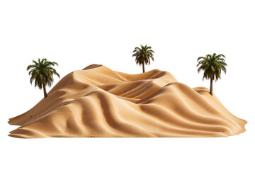 Desert Oasis and Dune Isolated On Transparent Background. PNG. An Oasis of Palm Trees Rising from...