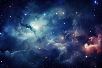 Naklejka premium Universe galaxy wallpaper star particle motion on black background, starlight nebula in galaxy at universe Space background, Ai generated