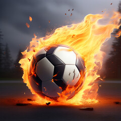 Fototapeta premium soccer ball in fire