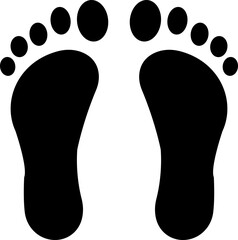 Human footprints icon. Foot imprint, footsteps flat black vector collection isolated on transparent background. Human footprints silhouette. Barefoot, sneaker and footstep for web and app.