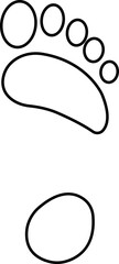 Human footprints icon. Foot imprint, footsteps line black vector collection isolated on transparent background. Human footprints silhouette. Barefoot, sneaker and footstep for web and app.
