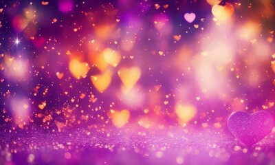 Fototapeta premium Valentine's Day background with hearts on bokeh background