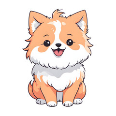 A Peach Fuzz Color Dog Illustration with Transparent Background