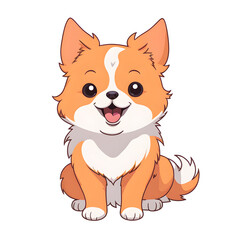 A Peach Fuzz Color Dog Illustration with Transparent Background