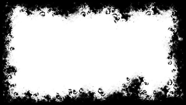 Ramka do filmu 4k, tło, czarna ramka na przeźroczystym tle.  Poszarpana PNG