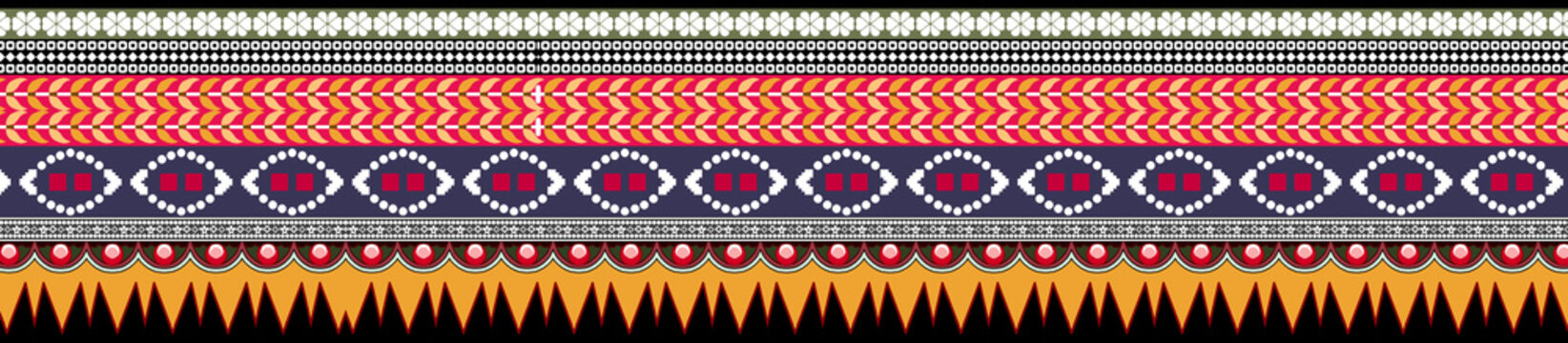 Beautiful Geometric Ethnic style border design handmade artwork with Design for fashion , fabric, textile, wallpaper, cover, web , wrapping and all prints