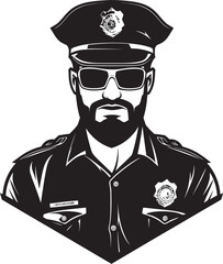 Cityscape Guardian Dynamic Black Police OfficerDynamic Pursuit Stealthy Noir Cop Artwork