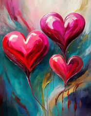 Watercolor hearts, Valentines Day hearts, Hearts background