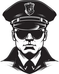 Blue Line Defender Black Vector Police ArtArmed Authority Intricate Black Police Officer Vector