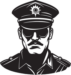 Shadows of the Badge Black Illustration of a Police OfficerBlue Line Defender Striking Black Police Officer