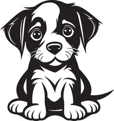 Vector Illustration Black Puppy HappinessBlack Puppy Vector Drawing