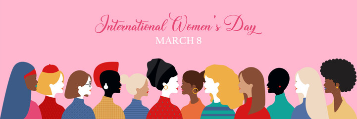 march 8  international women's day background with flat vector illustration concept - Powered by Adobe