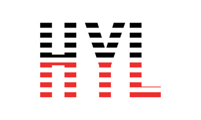 HYL three initial letter iconic line negative space minimal logo design vector template. monogram, abstract, wordmark, business, typography, minimalist, brand, company, flat, modern, unique, simple