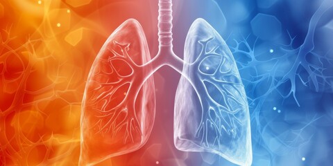 healthy lung contrasted with a lung affected by chronic obstructive pulmonary disease (COPD) - obrazy, fototapety, plakaty