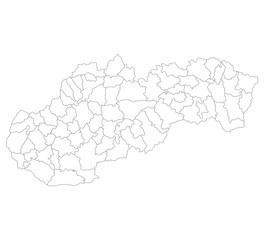 Slovakia map. Map of Slovakia in administrative provinces in white color
