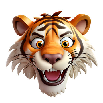 3D Cartoon Artistic Style Tiger Baby Tiger Cute Tiger Painting Drawing Illustration No Background