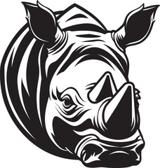 Rhino Majesty Vector Art in BlackBlack Ink Rhino Vector Illustration