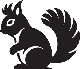 Graceful Squirrel Outline Noir Vector DesignWhimsical Squirrel Sketch Black Vector Art