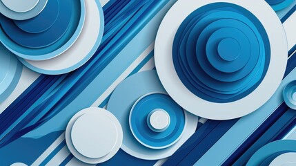 Abstract blue and white color, modern design stripes background with geometric round shape.