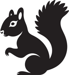 Whimsical Squirrel Art Intricate Black DesignMysterious Squirrel Outline Shadowed Vector