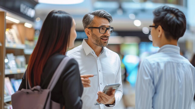 Show a candidate in a retail setting, managing store operations, interacting with customers, or analyzing sales data, to emphasize leadership and customer engagement skills