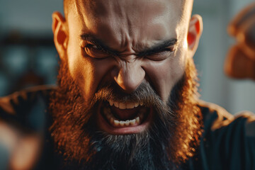 Intense Portrait of a Fierce Man with a Beard