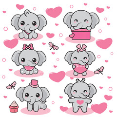 Valentine's Day Clipart, Love Clipart, valentine elephant, Valentines Day, adorable illustrations, cute.