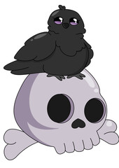 crow on skull