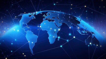 Concept of European Global Network and Connectivity. Illustrating Data Transfer, Cyber Technology, Information Exchange, and Telecommunication on a Global Scale.