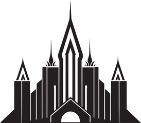 Vectorized Visions Monochromatic TemplescapeInk Drawn Icons Temple Vector Collection