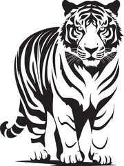Intricate Tiger Drawing Detailed Lines of Predatory GraceFluid Tiger Silhouette Dynamic Contours in Monochrome