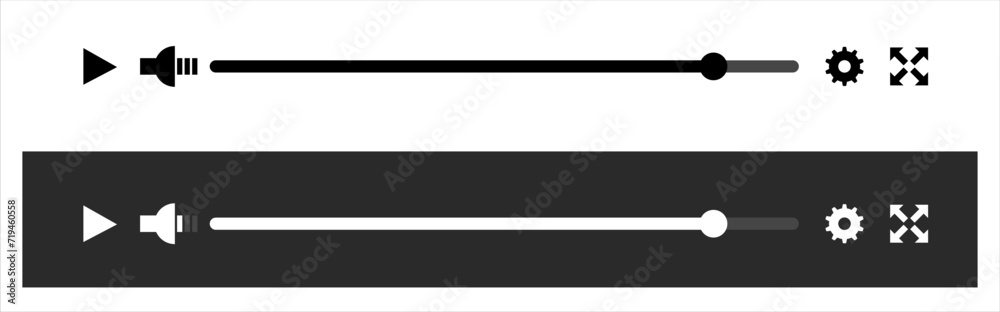 Poster video player play bar design interface. media player with play button icon vector
