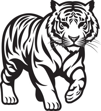 Enigmatic Tiger Vector Mysterious Monochrome FormElegant Tiger Art Refined Monochrome Beauty