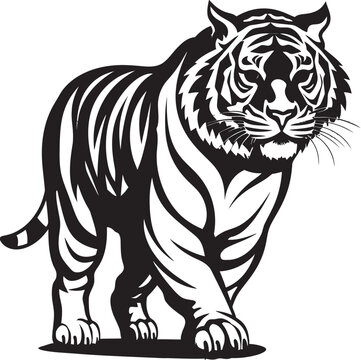 Expressive Tiger Illustration Captivating Monochrome StyleGeometric Tiger Profile Precision in Monochrome Lines
