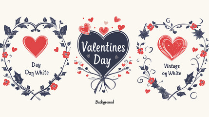 Lettering Happy Valentines Day banner. Valentines Day greeting card template with typography text happy valentine`s day and red heart and line on background.