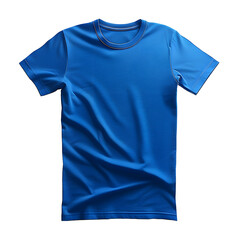 blue t shirt round neck plain transparent background -
