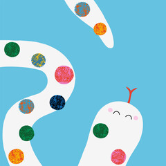 Colorful cute snake. Childish print. Vector hand drawn illustration. - 719470960